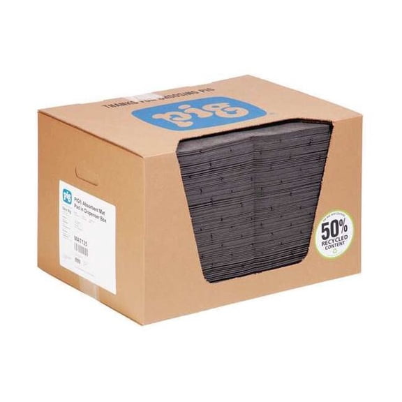 Pig Sorbent Pad, 22 gal, 15 in x 20 in, Universal, Gray, Polypropylene MAT135