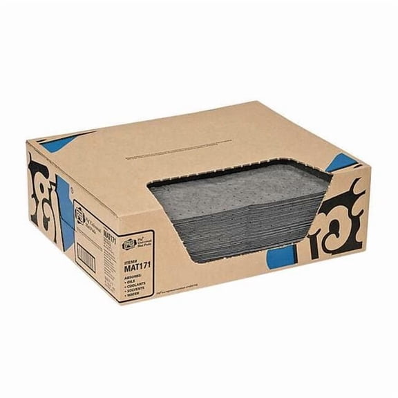 Sorbent Pad, 8 gal, 15 in x 20 in, Universal, Gray, Polypropylene MAT171
