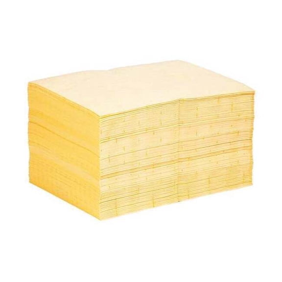Pig Sorbent Pad, 22 gal, 15 in x 20 in, Universal, Yellow, Polypropylene MAT603