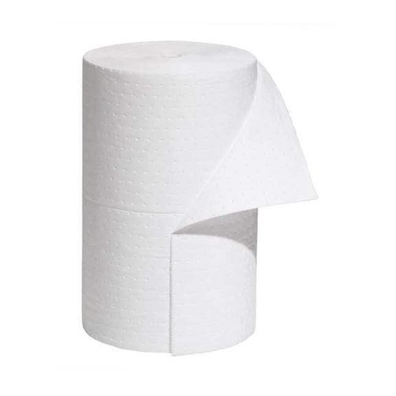 Pig Sorbent Roll, 32 gal, 24 in x 150 ft, Oil, White, Polypropylene MAT424