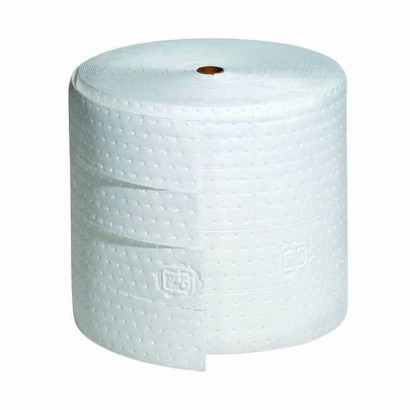 Pig Sorbent Roll, 19 gal, 15 in x 150 ft, Oil, White, Polypropylene MAT443