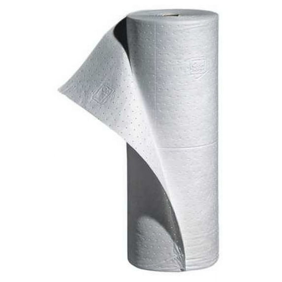 Pig Sorbent Roll, 20 gal, 30 in x 150 ft, Oil, White, Polypropylene MAT462