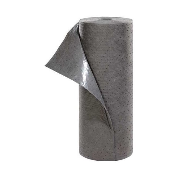 Sorbent Roll, 23 gal, 31 in x 100 ft, Bodily Fluids, Gray, Polypropylene HC101
