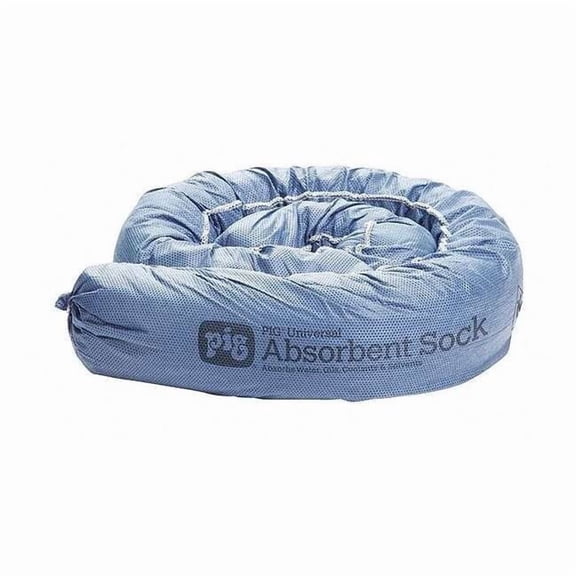 Pig Sorbent Sock, 12 gal, 3 in x 48 in, Water, Blue, 12 PK PIG105-BL