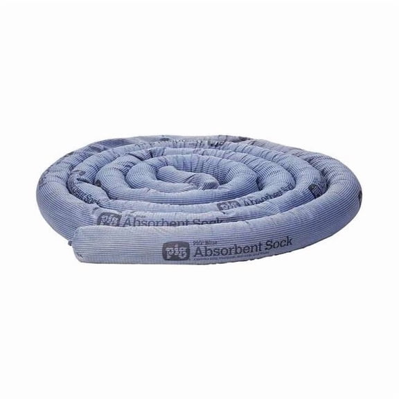 Pig Sorbent Sock, 14 gal, 3 in x 10 ft, Universal, Blue, 8 PK PIG202