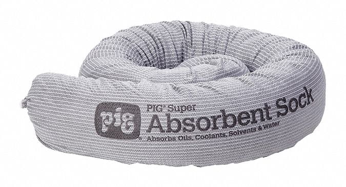 Gray 3' Polypropylene and Cellulose Absorbent Sock