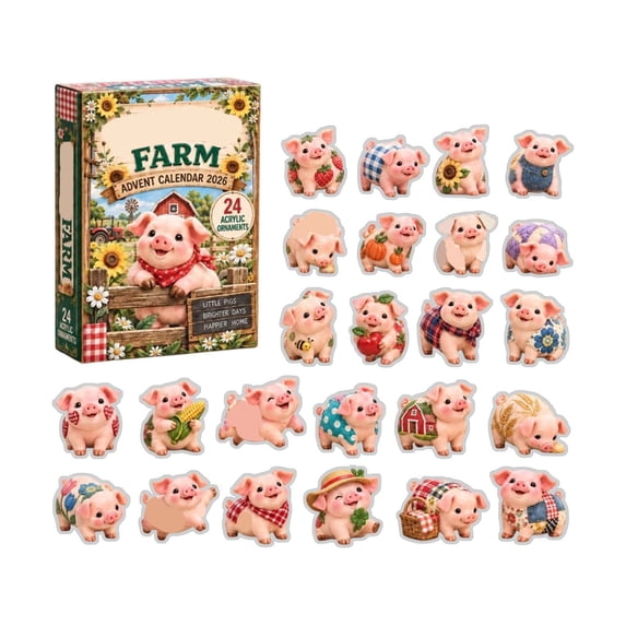 Pig Advent Calendar 2026 With Mini Christmas Ornaments, 2D 24‑Day ...