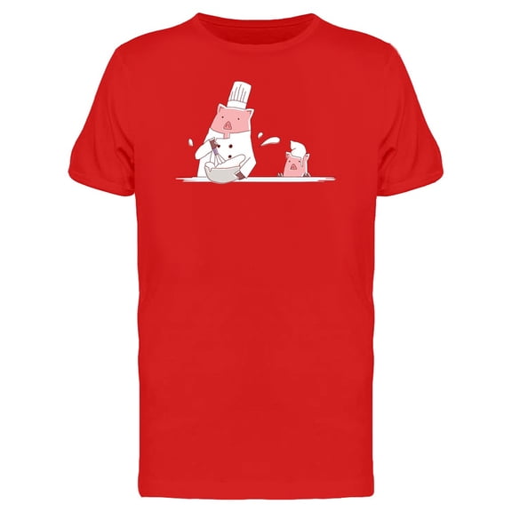 Pig And Kid Making Cakes T-Shirt Men -Image by Shutterstock, Male Large