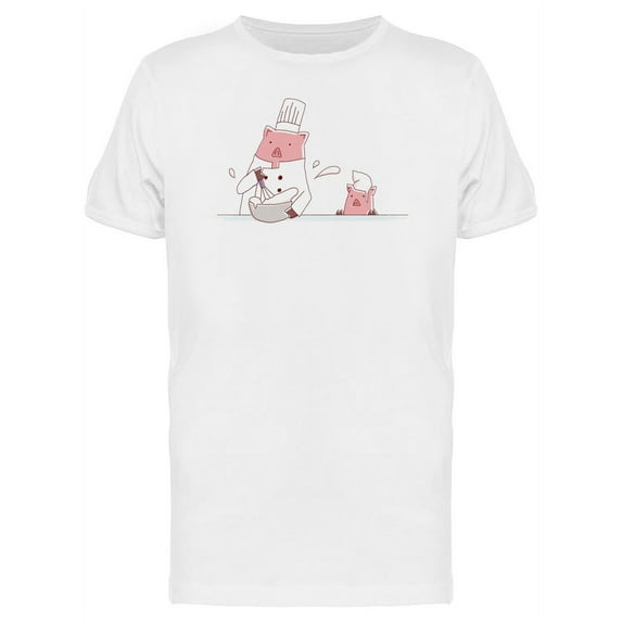 Pig And Kid Making Cakes T-Shirt Men -Image by Shutterstock, Male Medium