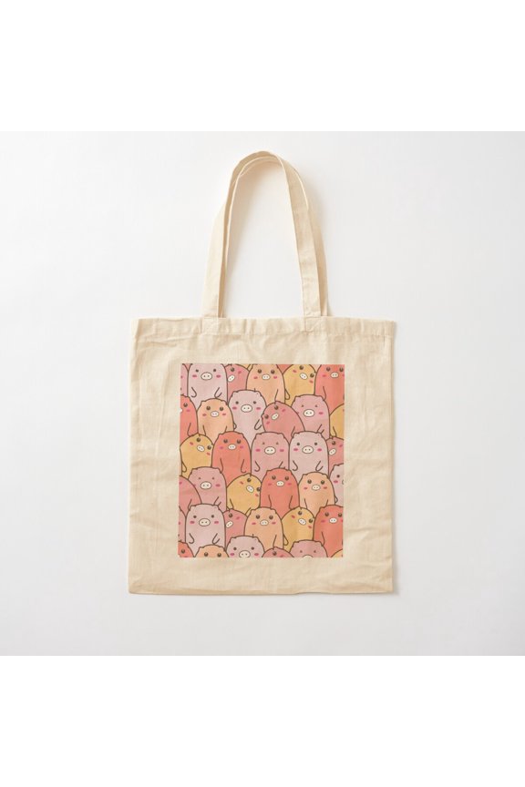 Pig Animal Canvas Tote Bags, Reusable Shopping Bag