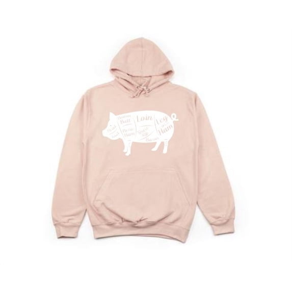Pig Apparel, Pig Cuts, Unisex Hoodie, Farm Apparel, Pig Hoodie, Gift For Pig Lover, Pig Farmer, Gift For Him, Pigs, Gift For Her, Humor, Peach (White Text), SMALL