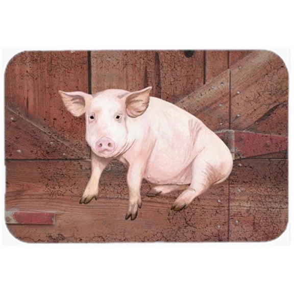 Pig At The Barn Door Glass Cutting Board - Large