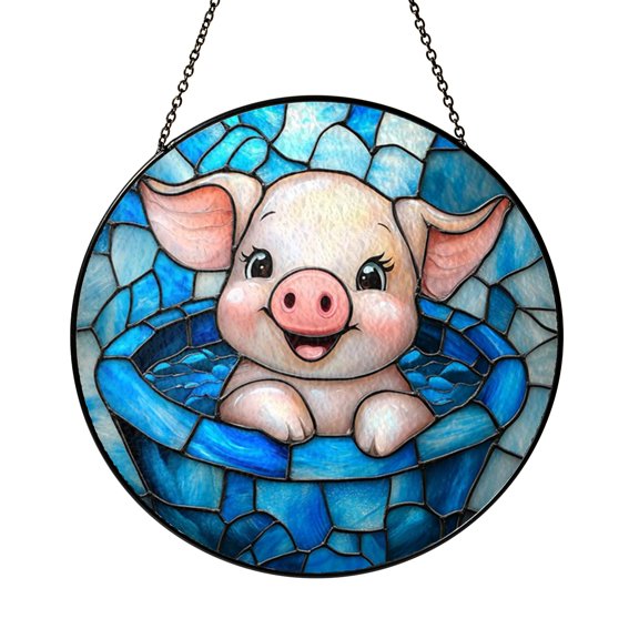 Pig Bath Scene Window Ornament – Whimsical Home Decor1901