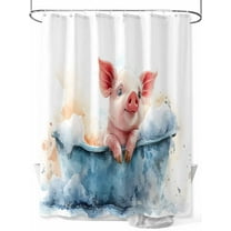 Pig Bathing Shower Curtain, in The Bathtub Waterproof Shower Curtain Set with 12 Hooks Lightweight Washable Fabric Shower Curtains for Bathroom 36x72 Inches