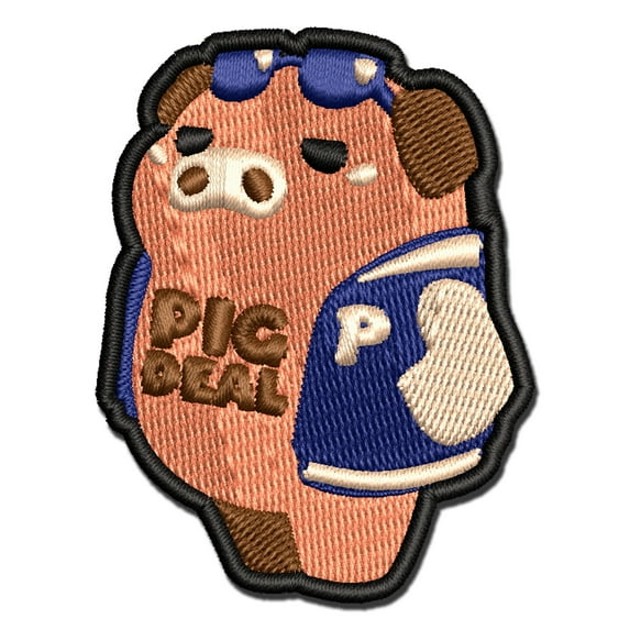 Pig Big Deal Letterman Varsity Jacket Applique Multi-Color Embroidered Hook & Loop Patch - 2.5 Inch Small