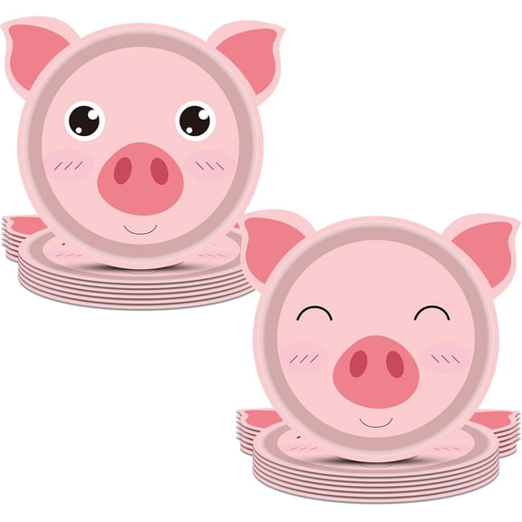 Pig Birthday Party Decorations 50PCS Pig Paper Plates Pig Shaped Disposable Plates Pink Pig Farm Animal Theme Party Dinnerware for Boy Girl Baby Shower & Farm House Barnyard Table Decor Supplies
