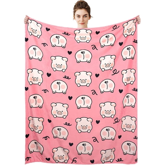 Pig Blanket 50"x60" Cute Pink Pig Throw Blanket for Boys Girl Women Pig Throw and Blankets for Sofa Couch Living Room Bedroom