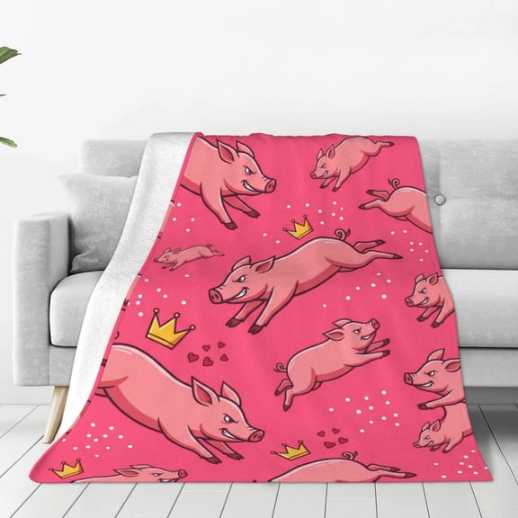 Pig Blanket, Cute Piglet Sketch Layout, A Delightful Gift for Adults Who Enjoy Unique Home Accents 50x40