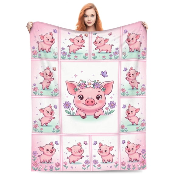 Pig Blanket Cute Pigs Throw Blanket Soft Warm Cozy Fleece Fuzzy Plush Flannel Blankets Gifts For Women Adults 50x40