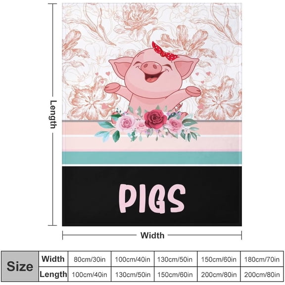 Pig Blanket Gifts, 30"x40" Flannel Fleece Throw Blanket Soft for Girls Boys Adults, Lightweight, Comfortable, Warm Cute Pig Themed Blanket for Bed Couch