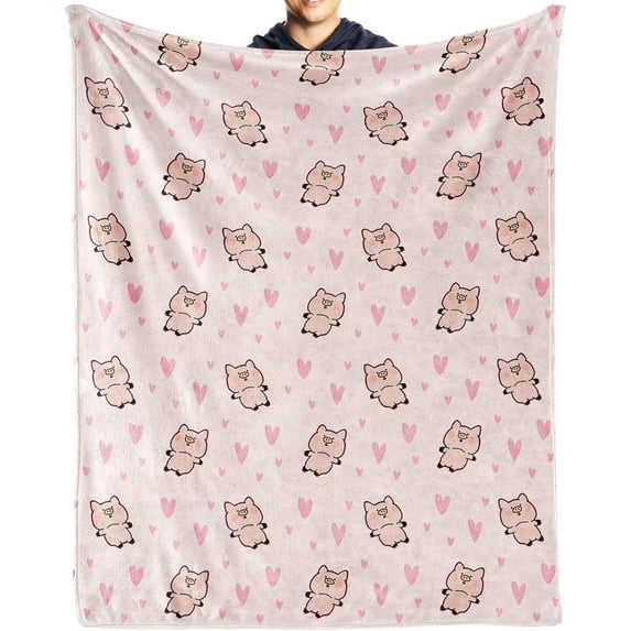 Pig Blanket Gifts, 30"x40" Flannel Fleece Throw Blanket Soft for Girls Boys Adults, Lightweight, Comfortable, Warm Cute Pig Themed Blanket for Bed Couch