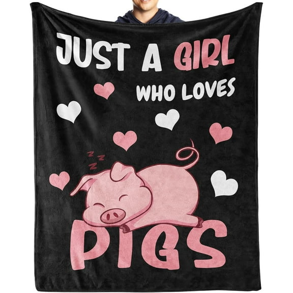 Pig Blanket Gifts, 40"x50" Flannel Fleece Throw Blanket Soft for Girls Boys Adults, Lightweight, Comfortable, Warm Cute Pig Themed Blanket for Bed Couch