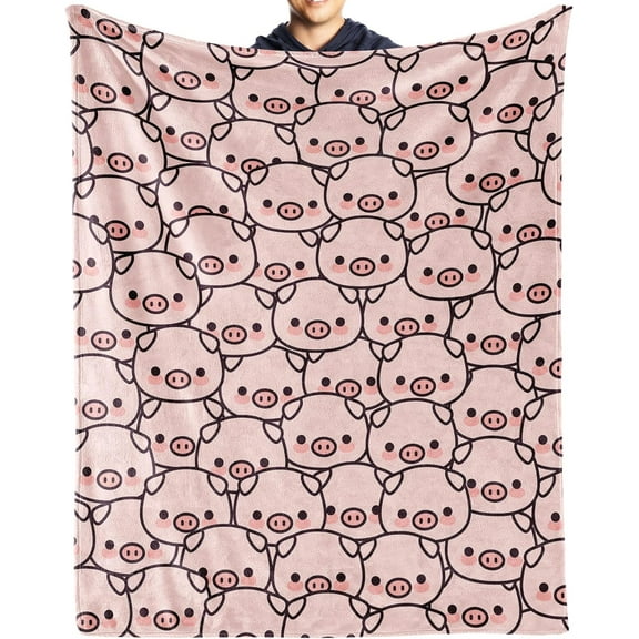 Pig Blanket Gifts, 50"x60" Flannel Fleece Throw Blanket Soft for Girls Boys Adults, Lightweight, Comfortable, Warm Cute Pig Themed Blanket for Bed Couch
