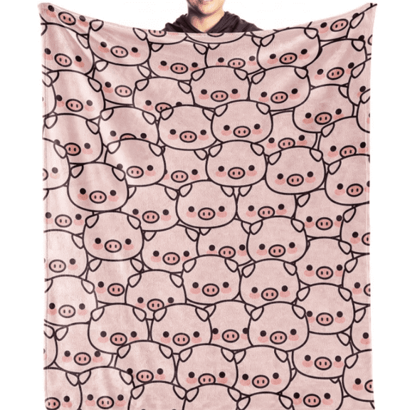 Pig Blanket Gifts, 50"x60" Flannel Fleece Throw Blanket Soft for Girls Boys Adults, Lightweight, Comfortable, Warm Cute Pig Themed Blanket for Bed Couch