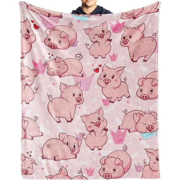 Pig Blanket Gifts, Flannel Fleece Throw Blanket Soft for Girls Boys Adults, Lightweight, Comfortable, Warm Cute Pig Themed Blanket for Bed Couch Color-3 M()