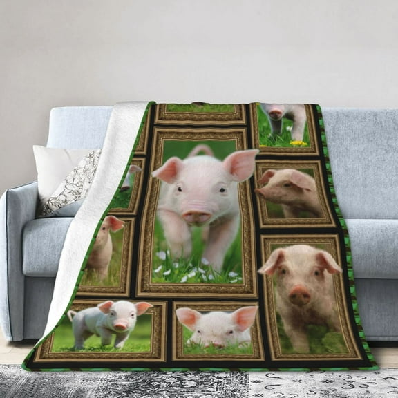 Pig Blanket Gifts For Kids Adults - Lightweight Throw Blanket For Bedroom Living Room Decor Soft Fuzzy Fleece Cozy Plush Bed Couch 50"X40"