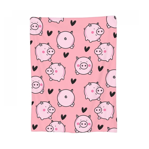 Pig Blanket Gifts for Kids Adults Soft Warm Lightweight Cozy Pink Pigs Kawaii Throw Blankets for Bed Living Room Sofa Couch Birthday Decor 51x59in