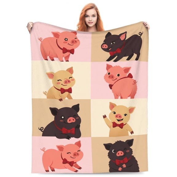Pig Blanket, Gifts for Women, Cute Pink Pig Themed Throw Blanket, Soft Plush Flannel, Funny Pig Lovers Gift, Birthday Home Decor 50x40