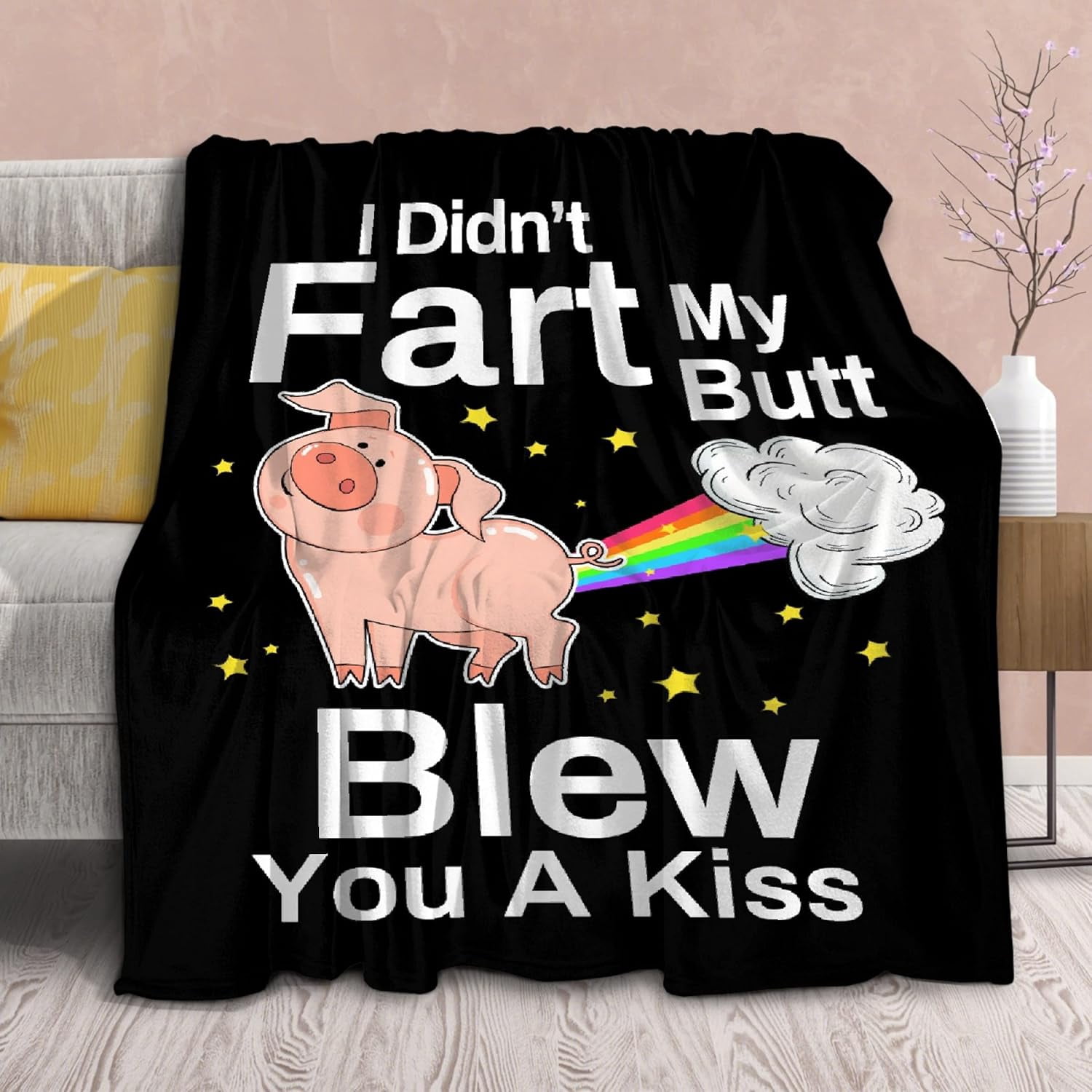 Pig Blanket,Girls Pink Pigs Animal Fleece Lightweight Throws,I Didnt My Blew You A Kiss,Super Soft Sherpa Blankets, for Bed Sofa Couch,Funny Things for Teen,50"x60" for Girl Boy