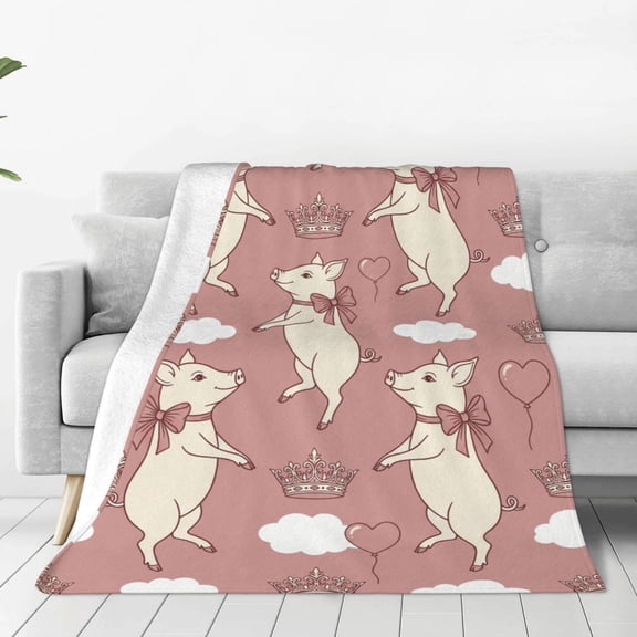 Pig Blanket, Heartwarming Swine Imagery, Functional Flannel Fabric Designed for Thoughtful Gift-Giving 50x40