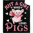 thumbnail image 1 of Pig Blanket Just Girl Loves Pigs Soft Blankets and Throws Flannel Cozy Lightweight Quilt Gift Perfect for Bed Sofa Couch-50 x40 Small for Kids, 1 of 6