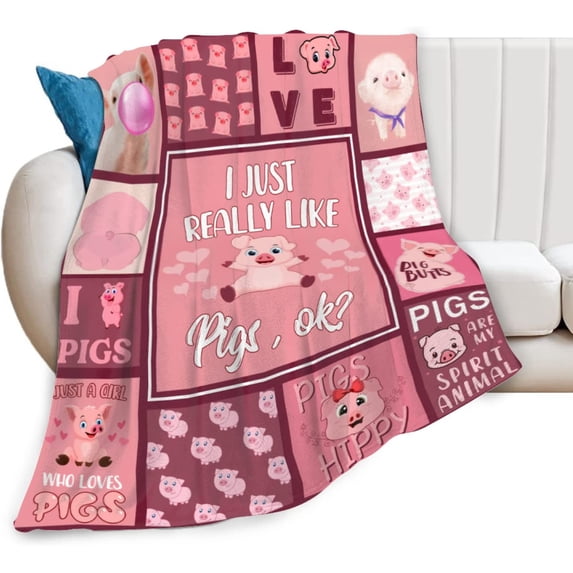 Pig Blanket, Pig Blankets for Adults with Pig Throws for Men Women Kids Rustic Lodge Farmhouse Decor for Couch Office Craft Room Living Room 50X60inch