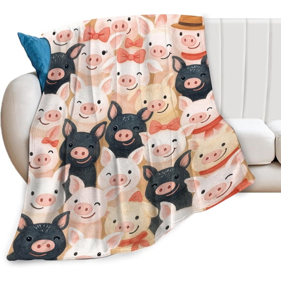 Pig Blanket Pig Gifts for Women Women Cute Pigs Blanket Soft Flannel Cozy Fleece Fuzzy Pigs Plush Warm Bedding Stuffed Animal for Users Adults 40 x 50 Inch