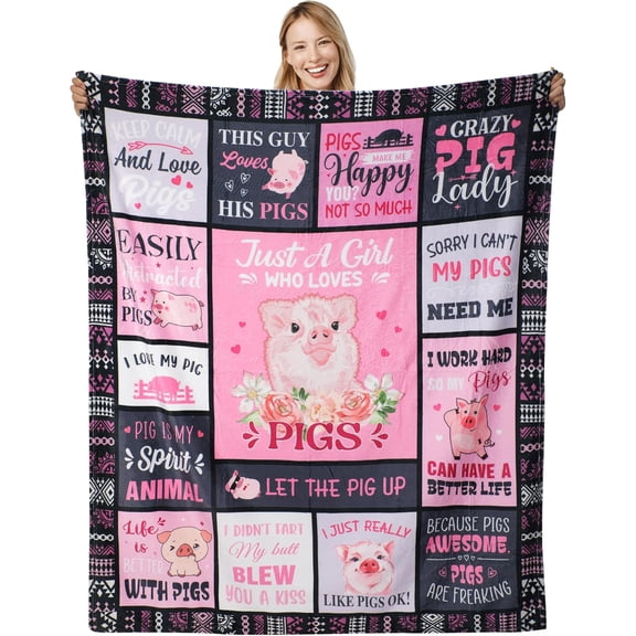 Pig Blanket - Soft & Cozy Pig Themed Gift for Women & Girls, 50"x60"