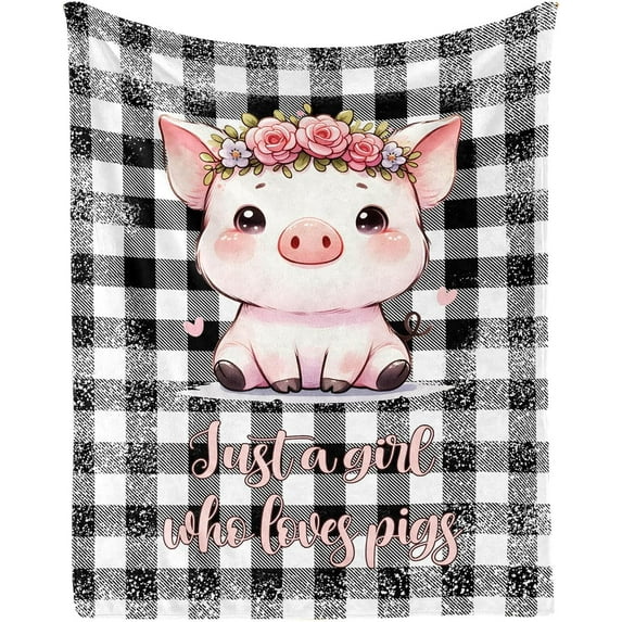 Pig Blanket for Women Men, Cute Pig Themed Design Printed Throw Blankets for Teens Adults Lap, Chair Sofa, Warm Soft Cozy Blanket, 50"x 60"