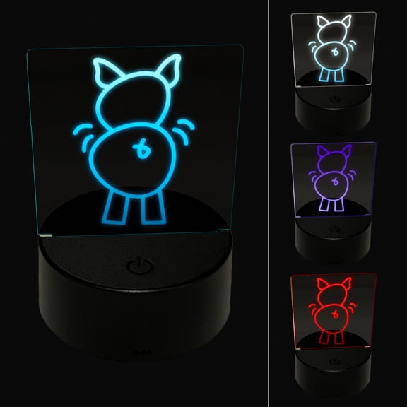 Pig Butt Doodle LED Night Light Sign 3D Illusion Desk Nightstand Lamp