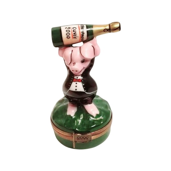 Pig Celebration Box for Festive Joy Limoges Box Porcelain Figurine