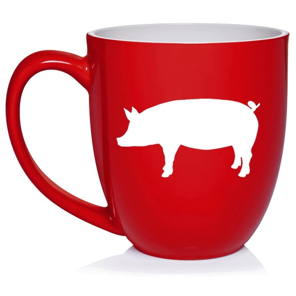 Pig Ceramic Coffee Mug Tea Cup Gift for Her, Him, Friend, Coworker, Wife, Husband (16oz Red)
