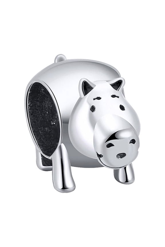Pig Charm European Bead Oxidized Sterling Silver Ginger Lyne Collection
