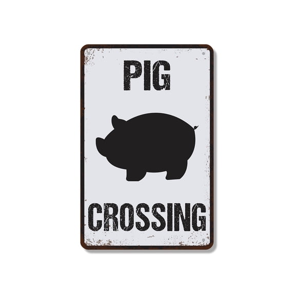 Pig Crossing Distressed Swine Hog Farm (2 Pack) 7 Inch x 10 Inch Novelty Aluminum Metal Sign Oink And Yield Weatherproof Perfect for Barn Roads Pens Pastures Fun Gift for Farmers 4H