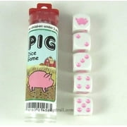 Pig Dice Game White Opaque with Pink Six Sided 16mm (5/8in) Koplow Games