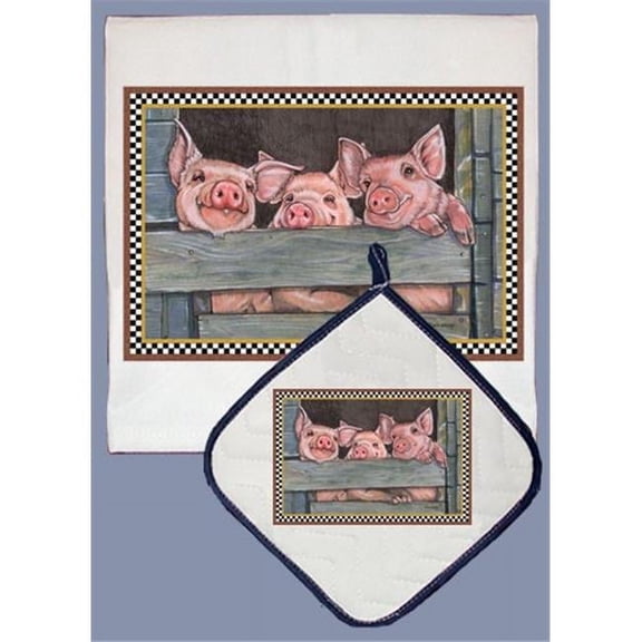 Pig Dish Towel And Pot Holder Set