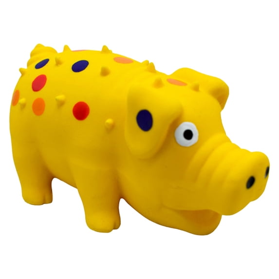 Pig Dog Toy, Squeaky Dog Toys, Dot Pig Dogs Chew Toys with a Sound Squeaker, Durable Self Play Dogs Squeeze Toy for Dental Biting Chasing to Kill Boring Time, Yellow