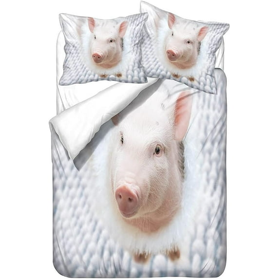 Pig Duvet Cover Set,Bedding Set for Kids and Adult, Home Decor, Full Size