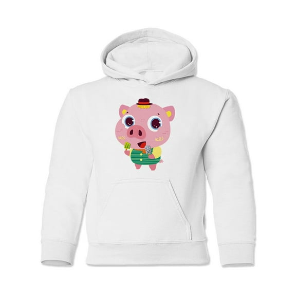 Pig Eating Popsicles Hoodie Juniors -Image by Shutterstock,  Medium