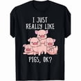 thumbnail image 1 of Pig - Enthusiast Graphic Tee, Tops Has Witty “Cute Pigs” Design, Round Neck Regular Fit T-shirts, Size(S-5XL), 1 of 5